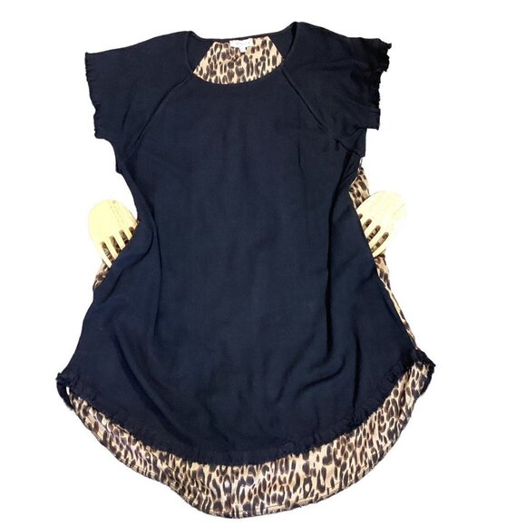 Umgee + Black Linen Leopard/Animal Print Back Dress 1XL Pockets Fringe 271F - Picture 2 of 8